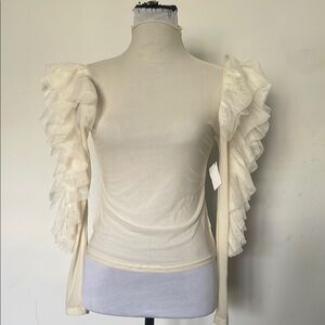 AKIRA Cream Ruffled Blouse